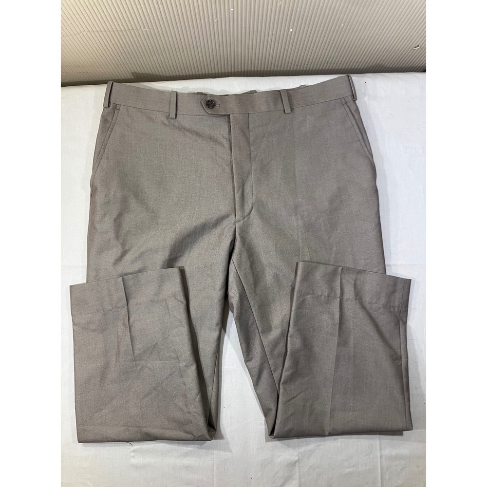 ADOLFO Men's Flat Front Dress Pants Khaki‎ Tan Size 36W 32L